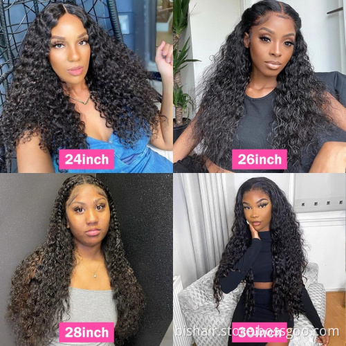 30-inch deep wave front wig wet curly wavy Brazilian 100% real human hair Full HD lace front wig water wave front mesh wig